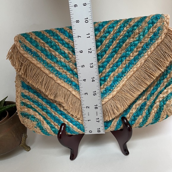 Shiraleah Turquoise and Tan Clutch